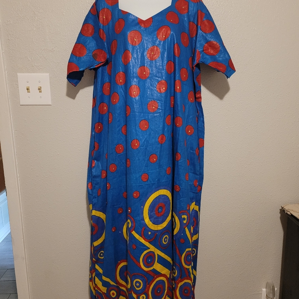 Shiny 2X Dress from Senegal with headwrap